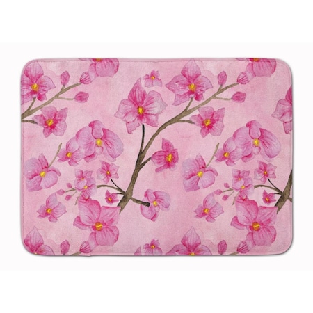 Carolines Treasures Watercolor Pink Flowers Machine Washable Memory Foam Mat BB7505RUG